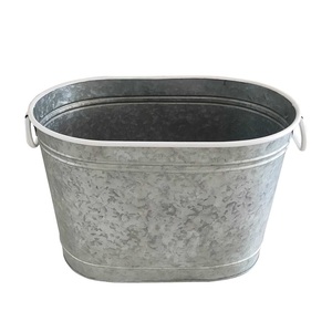 Recipiente Ovalado Grande Galvanizado para Bebidas con Asas Laterales, Cubo de Hielo Metálico y Enfriador de Vino para Fiestas, Tamaño Personalizado - Product Image 3