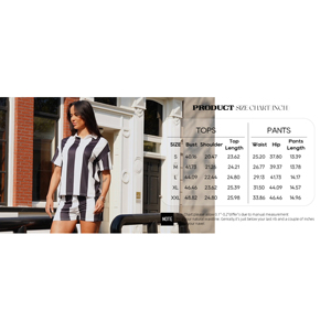 Custom Women Casual Vertical Striped Two Piece <b>Set</b> <b>Short</b> Sleeve Polo Collar Button <b>Top</b> <b>and</b> Matching <b>Shorts</b> Casual Summer Outfits - Product Image 6
