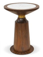 Table basse en bois indonésien de style mid-century modern avec plateau en marbre et accents en laiton, non pliable, meuble de salon fabriqué en Indonésie