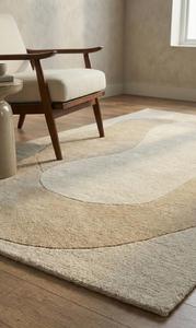 Tapis géométrique moderne abstrait en laine douce à poils moyens, tufté à la main, antidérapant, avec support en toile de coton pour salon et chambre à coucher - Product Image 5