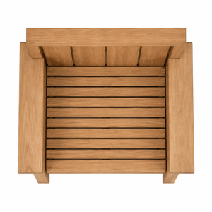 Chaise de salle à manger d'extérieur contemporaine en teck massif de luxe, confortable et écologique, avec larges accoudoirs et assise à lattes, idéale pour les hôtels, les complexes hôteliers et les patios. - Product Image 4