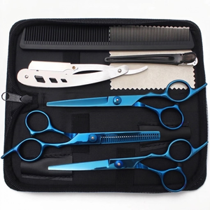 Ensemble de ciseaux de barbier 6 pouces pour couper et effiler les cheveux avec peigne rasoir et étui de rangement - Product Image 5