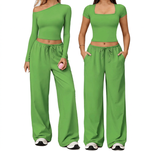 Nouvel ensemble de sport 2 pièces pour femme : débardeur de gym à manches longues, pantalon de jogging, sweat-shirt, gilet de yoga et brassière de sport - Product Image 6