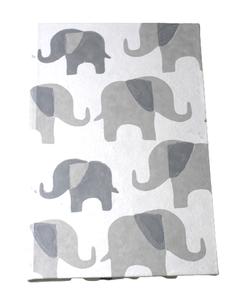Wholesale Handmade Cotton Paper Hard Cover Notebook White With Two Color Elephant Print Recycled Notebooks - Product Image 1