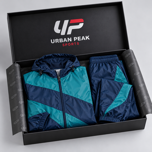 Ensemble de jogging pour homme, coupe sportive légère en polyester, avec blocs de couleur, capuche, manches longues, fermeture éclair et poches latérales - Product Image 5