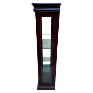 Buffet d'appoint à une porte en acajou massif, reproduction de style antique, fait main, avec étagères et porte vitrée, pour usage intérieur - Product Image 4