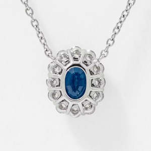 Elegante Collar con Colgante de Oro Sólido de 14K con Zafiro Ovalado y Diamantes Cultivados en Laboratorio, Certificado IGI, Joyería Fina, Regalo para Ella - Product Image 3