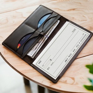 Handcrafted <b>Leather</b> Checkbook <b>Wallet</b> Personalized Slim Holder With Custom Engraving Bifold Cover for Men or Women LCR-0025 - Product Image 4