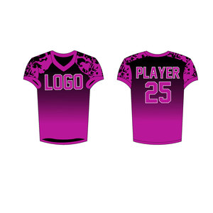 Conjunto de Uniforme de Fútbol Americano Personalizado para Hombre, 100% Poliéster de Malla de Secado Rápido, Impresión Digital, Bordado Frontal, Manga Corta, Cuello en V - Product Image 2