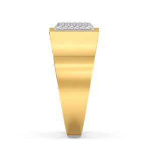 แหวนตราประทับทองคำประดับเพชรสี่แถว - Product Image 1