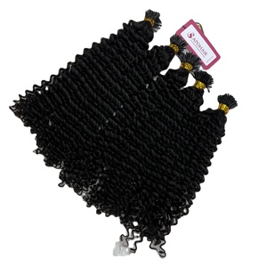 Vente en gros de cheveux vierges noirs naturels de haute qualité I Tip Extensions de cheveux humains Deep Curly Deep Bobs - Product Image 1