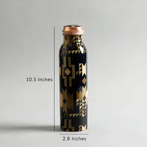 Bouteille à boire en cuivre de luxe avec impression émail Meena colorée, finition brillante, construction durable, idéale pour offrir en cadeau - Product Image 4