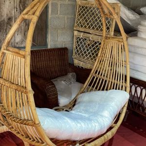 Trendy Modern Outdoor Resort Style <b>Egg</b> <b>Chair</b> Wicker <b>Swing</b> Hanging Design With Stand For Balcony Patio Garden Use - Product Image 6