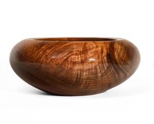 Bol décoratif en bois de qualité supérieure, intérieur noir, grain de noyer lisse, centre de table rond en forme de calebasse, plat d'appoint - Product Image 3