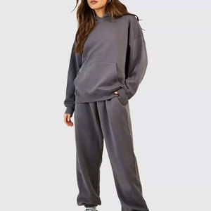 Women Hooded Tracksuit Set Solid Color Full Sleeve Casual <b>Jogging</b> <b>Suit</b> With Side Pockets Autumn Wear with pockets - Product Image 1