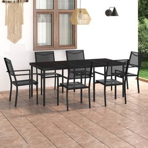 Ensemble de salle à manger d'extérieur anthracite avec sièges noirs pour les espaces de jardin - Product Image 1