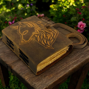 Grimoire artisanal en cuir véritable gaufré renard, 400 pages, avec papier à bords festonnés vintage, pour la Fête des Mères et Pâques - Product Image 6