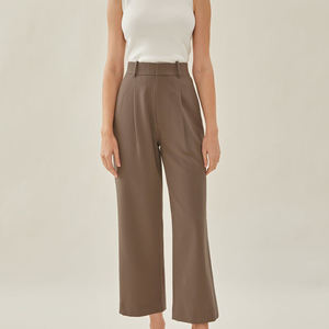 Pantalones de yoga personalizados para mujer, de cintura alta, elásticos, con botones, estilo casual, con bolsillos de solapa, estilo flare, para el trabajo y la calle. - Product Image 2