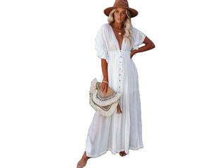 Vestido largo Floral de talla grande para mujer, ropa con cuello en V profundo - Product Image 1