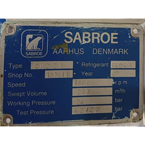 Compresseur de climatiseur marin haute performance SABROE CMO-28 233 M/h 24 Bar, pièce de reconditionnement d'occasion - Product Image 6