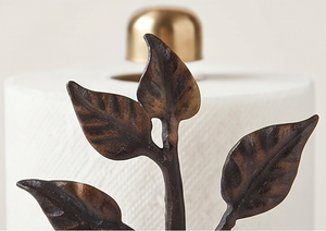 Vintage Leaf Pattern Metal <b>Paper</b> Towel Holder Free Standing Iron Luxury <b>Kitchen</b> And Bathroom Tissue Stand Accessories - Product Image 3