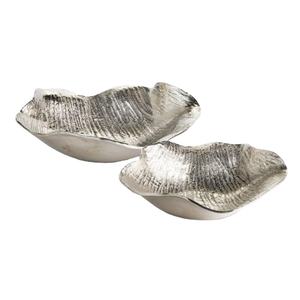 Juego de 2 cuencos plateados para dulces y caramelos, estilo floral, de metal, para servir en fiestas y decorar la mesa de la sala de estar. - Product Image 1