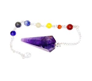 Pendules à cône d'améthyste de qualité supérieure pendule en cristal pendule en améthyste avec chaîne à 7 chakras pour la guérison et la spiritualité - Product Image 1