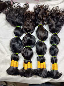 Extensions de cheveux vierges non traitées, alignées sur les cuticules, cheveux indiens Remy, lisses, double trame, permanentes, 100g, vente en gros, noir brut - Product Image 2