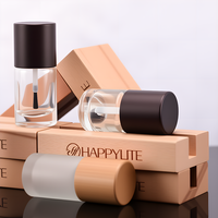 Bouteille en verre de forme en bois de bambou naturel Bouteilles de vernis à ongles Récipient en verre avec bouchon en bambou et couvercle Vernis à ongles en gel