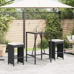 Ensemble de 2 tabourets de bar de jardin en polyrotin noir avec structure en acier thermolaqué – Élégant accessoire de repas extérieur - Product Image 1