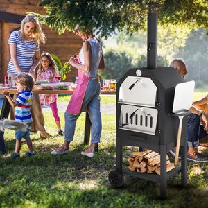 Cotteria portatile all'aperto Freestanding carbone di legna forno camino Pizza pietra per il giardino del Patio festa campeggio legno cotto BBQ - Product Image 3