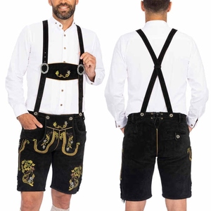 New Design Men's Lederhosen Stylish Bavarian Leather Shorts with Contrast Stitching Traditional German Trachten Wear for Men - Product Image 1