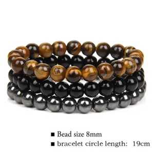 Accessoires de mode européens et américains, bracelet élastique en pierres naturelles d'agate noire, vente chaude, idée cadeau pour hommes et femmes - Product Image 2