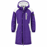 Chaqueta Larga Impermeable Unisex de Poliéster con Capucha y Bloques de Color para Natación, Entrenamiento, Salvavidas y Surf en Clima Frío - Marca Privada