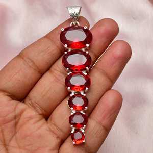 Collier pendentif en grenat rouge fait à la main, en argent Sterling 925, bijoux de luxe en pierres précieuses, cadeau élégant pour femmes, bijoux fins - Product Image 5