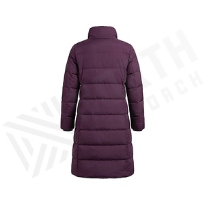 Women's Long Quilted Jacket Stand Collar Full Sleeve Windproof Winter Coat Polyester Filling Zipper Closure - Product Image 2