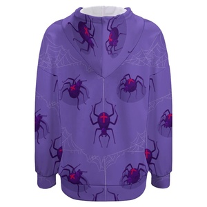Sweat à capuche unisexe surdimensionné personnalisé avec impression intégrale motif toile d'araignée, logo avant long, respirant, sublimation, style streetwear, vente en gros - Product Image 3