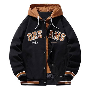 Veste universitaire haut de gamme avec logos personnalisables, col montant et logo frontal - Mélange de coton léger et écologique pour équipes sportives - Product Image 3