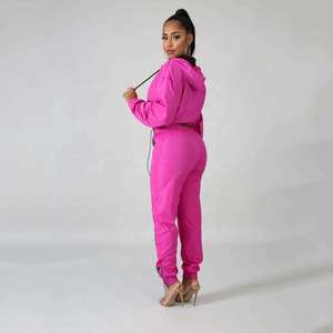 Women's High Quality Nylon Zipper Hooded Windbreaker Winter Sweat Suits 2 Piece Set Windproof Breathable Women's <b>Tracksuits</b> - Product Image 2