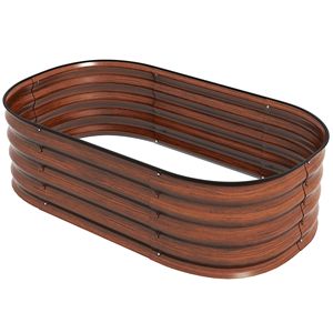 Fioriera in Metallo Zincato da 100 cm con Bordo di Sicurezza per Ortaggi - Kit per Giardino Marrone - Product Image 1
