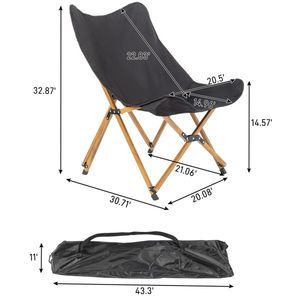 Lot de 2 chaises de camping pliantes portables ultra-légères avec cadre en aluminium et accent grain de bois pour la pêche, les pique-niques et les barbecues - Product Image 5