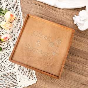 Khadim Handicrafts Classic Wooden Wedding Invitation Box Custom Embossed Engraving <b>USB</b> 2.0 <b>Flash</b> <b>Drive</b> Gift Organizer for Bride - Product Image 3