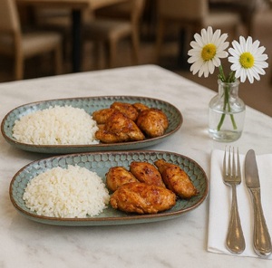Assiette de service pour poulet grillé avec riz vapeur, assiette de service de haute qualité, assiette de service design, décoration de table - Product Image 1