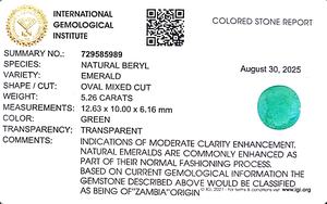 Émeraude ovale verte de 5,26 carats provenant de Zambie, pierre précieuse non montée - Product Image 6