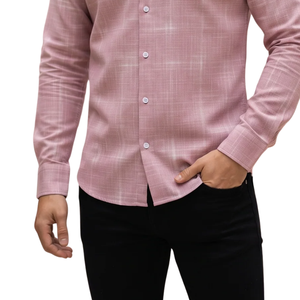 Chemise en flanelle pour homme rose poudré, manches longues, boutonnée, à carreaux, décontractée, tissu brossé doux, mode streetwear, vente en gros - Product Image 5