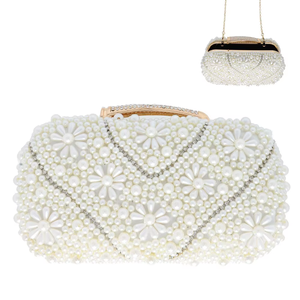 Bolso de mano de perlas de doble cara en oferta, bolso de noche para mujer, forro de PU, para bodas, banquetes, graduaciones, venta al por mayor - Product Image 4