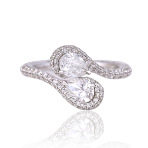 <b>Gold</b> Diamond <b>Ring</b> 925 White Elegant Two Tone Pear Shape Halo Statement <b>Cocktail</b> <b>Ring</b> Trendy Wedding Party Gift Fine Jewelry - Product Image 4