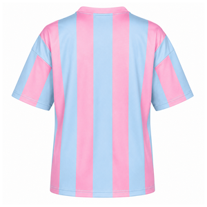 Custom Gamma Phi Delta Sorority Sweatshirt Striped Short Sleeve <b>light</b> blue & pink Casual Style for female with polyester lining - Product Image 3