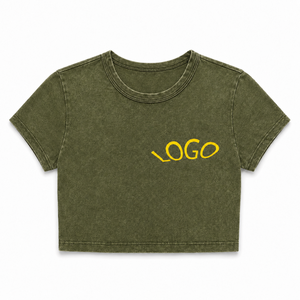 Débardeurs courts noirs pour femmes, respirants, brodés, col rond, manches courtes, en coton, style décontracté streetwear, OEM ODM, vente en gros - Product Image 3