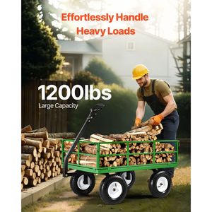 Carrello da Giardino in Acciaio da 1200 Libbre, Carro Utilitario in Metallo 2-in-1 per Esterni, Rimorchio Trainabile per Giardino 13 - Product Image 2